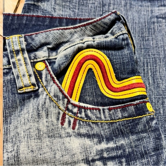 Pepe Jeans London Y2K Flare Jeans 32W x 31L • Swirl Embroidery • Mid Rise - Picture 4 of 13